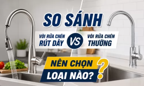 So sánh vòi rửa chén rút dây và vòi thường – nên chọn loại nào? 