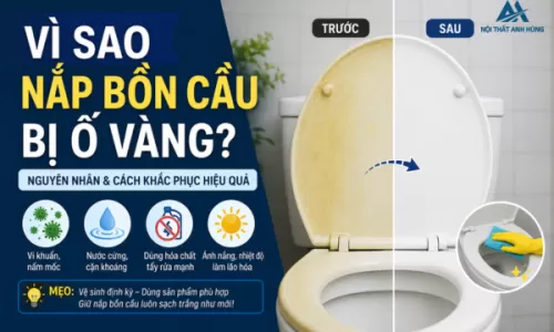 Vì sao nắp bồn cầu bị ố vàng?