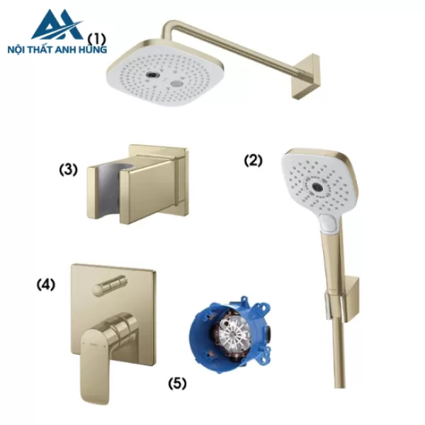 Sen tắm âm tường 2 đường nước TOTO TBW02004A#BFG TBW02006B#BFG màu vàng pháp mờ