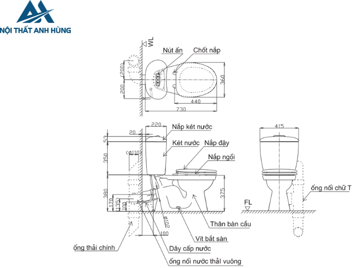 Bàn Cầu INAX C-306VPTN  2 Khối Nắp Êm Thoát Ngang