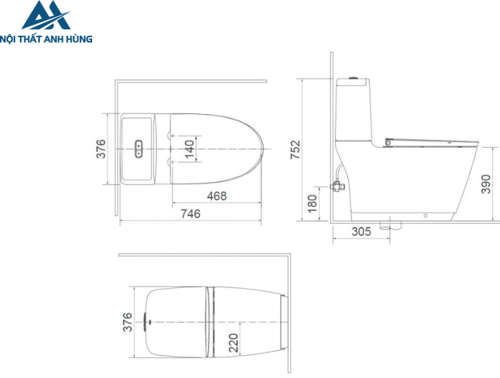 Bồn cầu 2 khối nắp điện tử INAX AC-832 + CW-H20VN