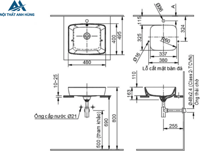 Chậu Rửa Lavabo Inax AL-369V Đặt Bàn Aqua Ceramic