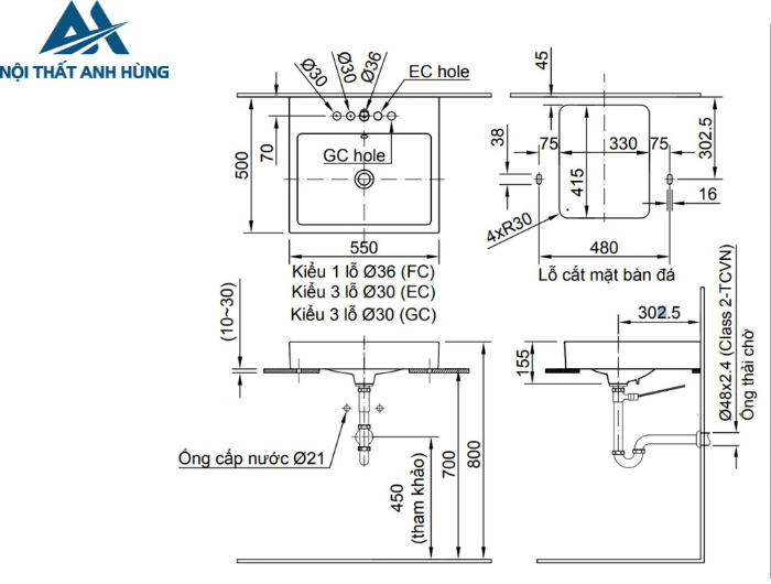 Chậu Rửa Lavabo Inax AL-536V Đặt Bàn Aqua Ceramic