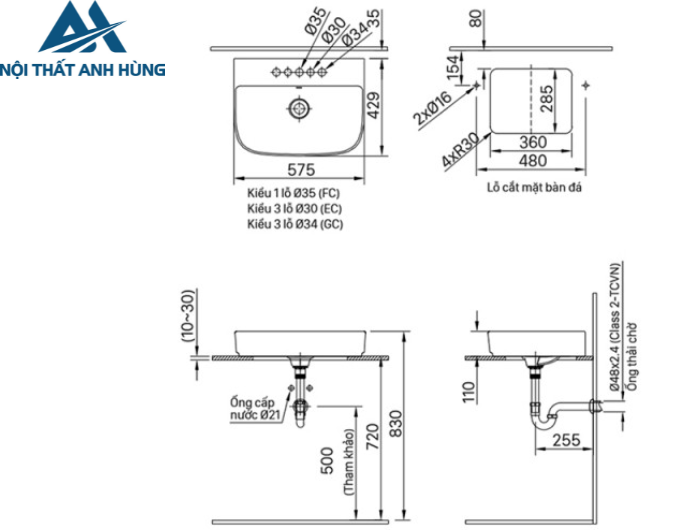 Chậu Rửa Lavabo Inax AL-632V Đặt Bàn Aqua Ceramic