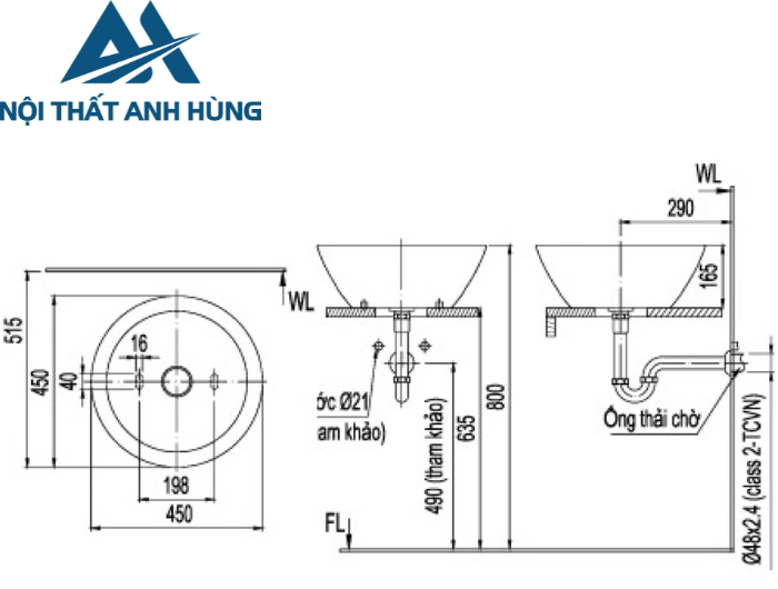 Chậu Rửa Lavabo Inax L-445V Đặt Bàn Tròn