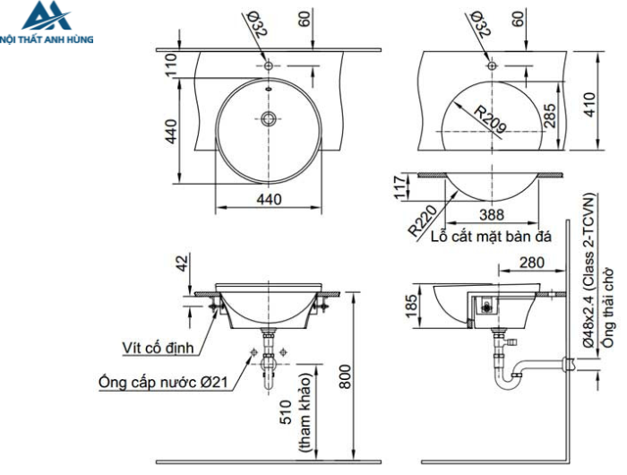 Chậu Rửa Mặt Lavabo Inax AL-333V Bán Âm Aqua Ceramic