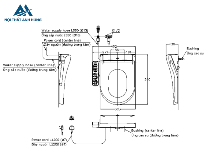 Nắp Rửa Điện Tử Washlet TOTO TCF33320GAA S2 Chữ D