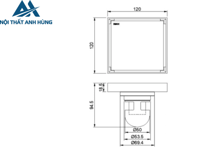 Phễu Thoát Sàn Inax FDV-12F Vuông 120x120 mm 