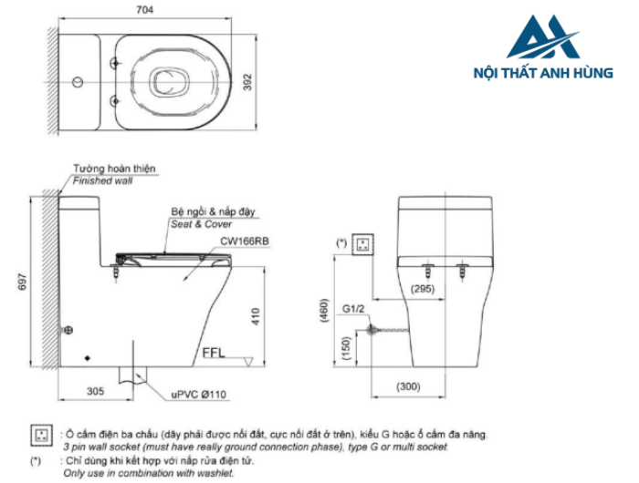 Bồn cầu TOTO CW166RB TCF34320GAA T53P100VR nắp điện tử 