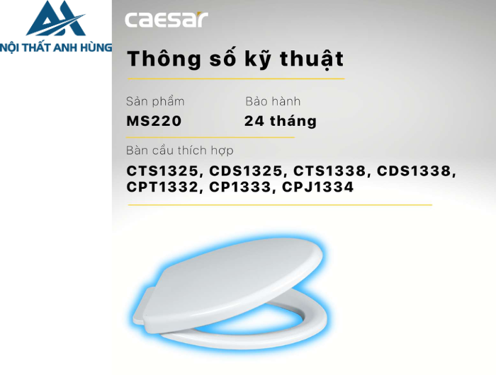 Nắp Bàn Cầu CAESAR MS220 Nắp Rơi Êm (CDS1325 CTS1325 CDS1338 CTS1338)