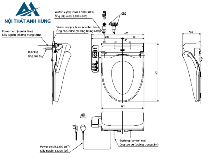 Nắp Rửa Điện Tử Washlet TOTO TCF23710AAA W18 C2 Simple 220V