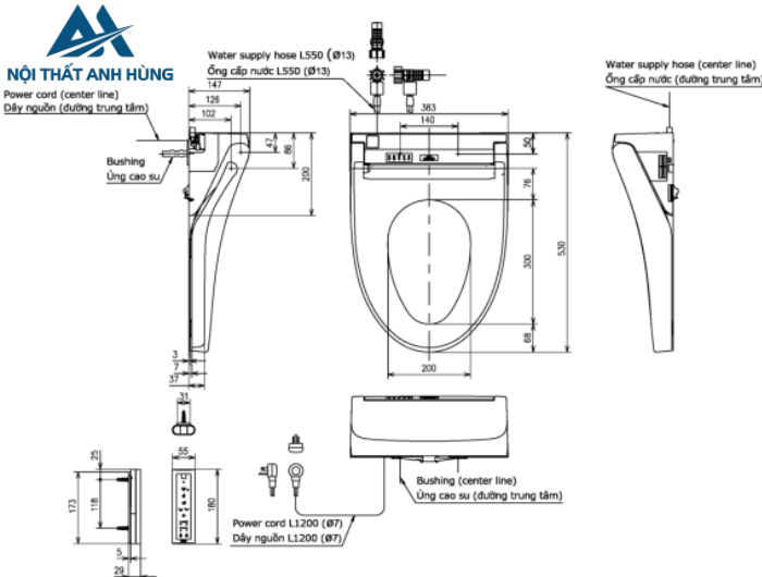 Nắp Rửa Điện Tử Washlet TOTO TCF24460AAA W15 Giấu Dây