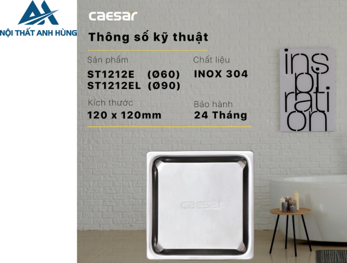 Phễu Thoát Sàn CAESAR ST1212E (Ø60)