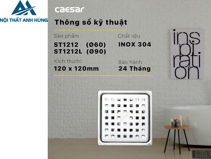 Phễu Thoát Sàn CAESAR ST1212L (Ø90)