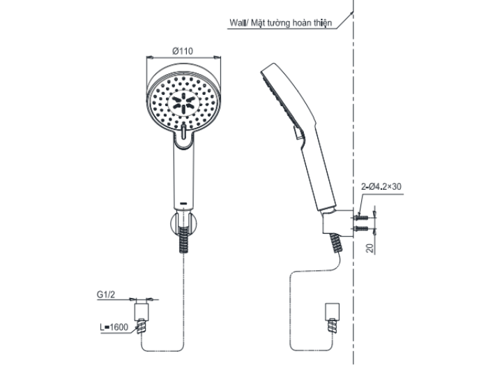 Tay sen tắm TOTO TBW07009A (3 chế độ) 