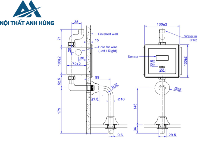 Van xả tiểu cảm ứng INAX OKUV-30SM