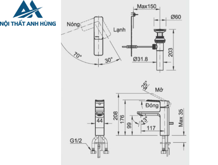 Vòi Chậu Lavabo Inax LFV-5012S Nóng Lạnh