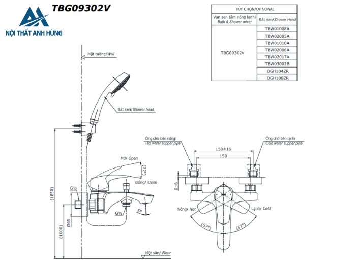 Bộ sen tắm nóng lạnh TOTO TBG09302VA DGH104ZR