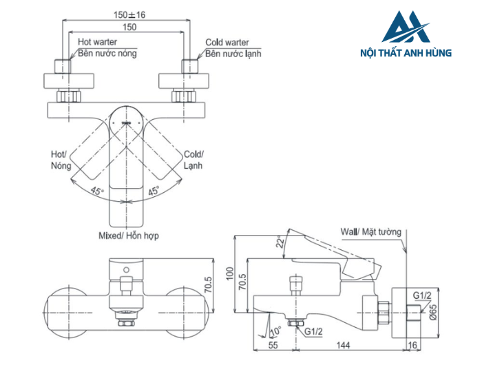 Bộ sen tắm nóng lạnh TOTO TBG13302A TBW07011A