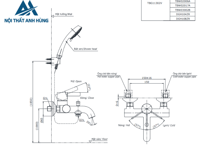 Củ sen tắm nóng lạnh TOTO TBG11302VA