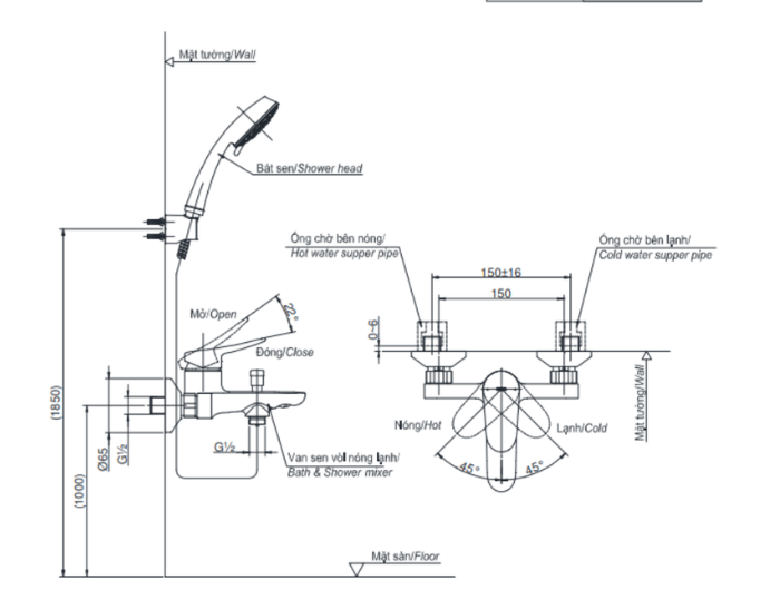 Củ sen tắm nóng lạnh TOTO TBS04302V