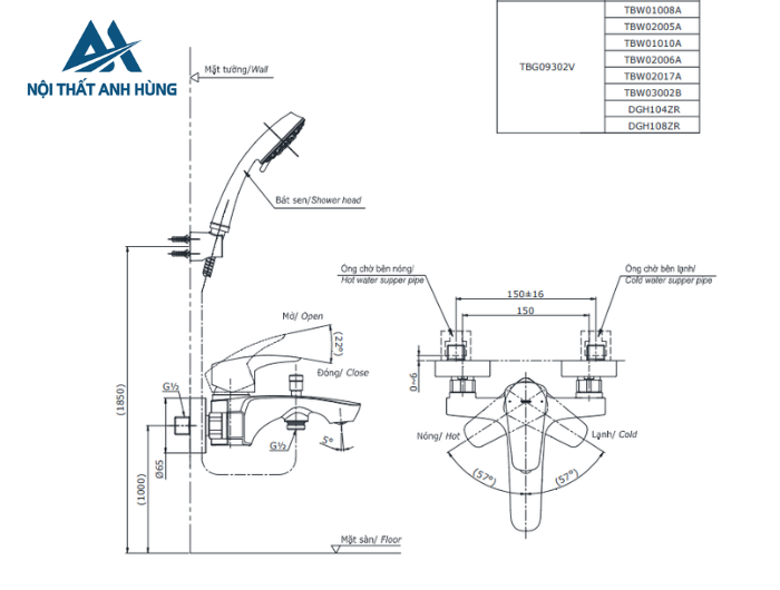 Van điều chỉnh nóng lạnh TOTO TBG09303VA TBN01001B