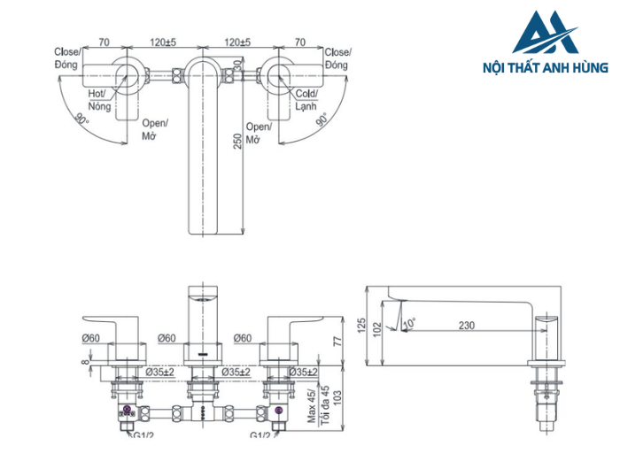 Vòi lavabo nóng lạnh TOTO TLG13201A