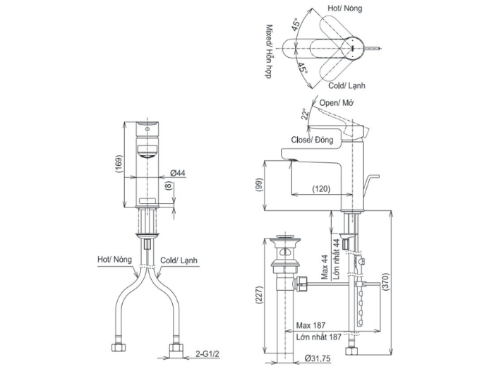 Vòi lavabo nóng lạnh TOTO TLS06301V