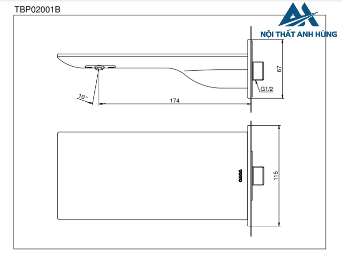 Vòi xả bồn âm tường ZL TOTO TBP02001B
