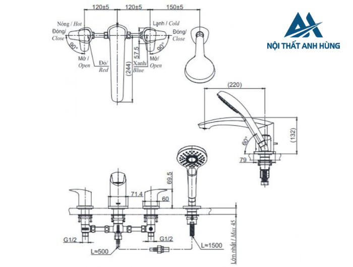 Vòi xả bồn tắm TOTO TBG09202A nóng lạnh