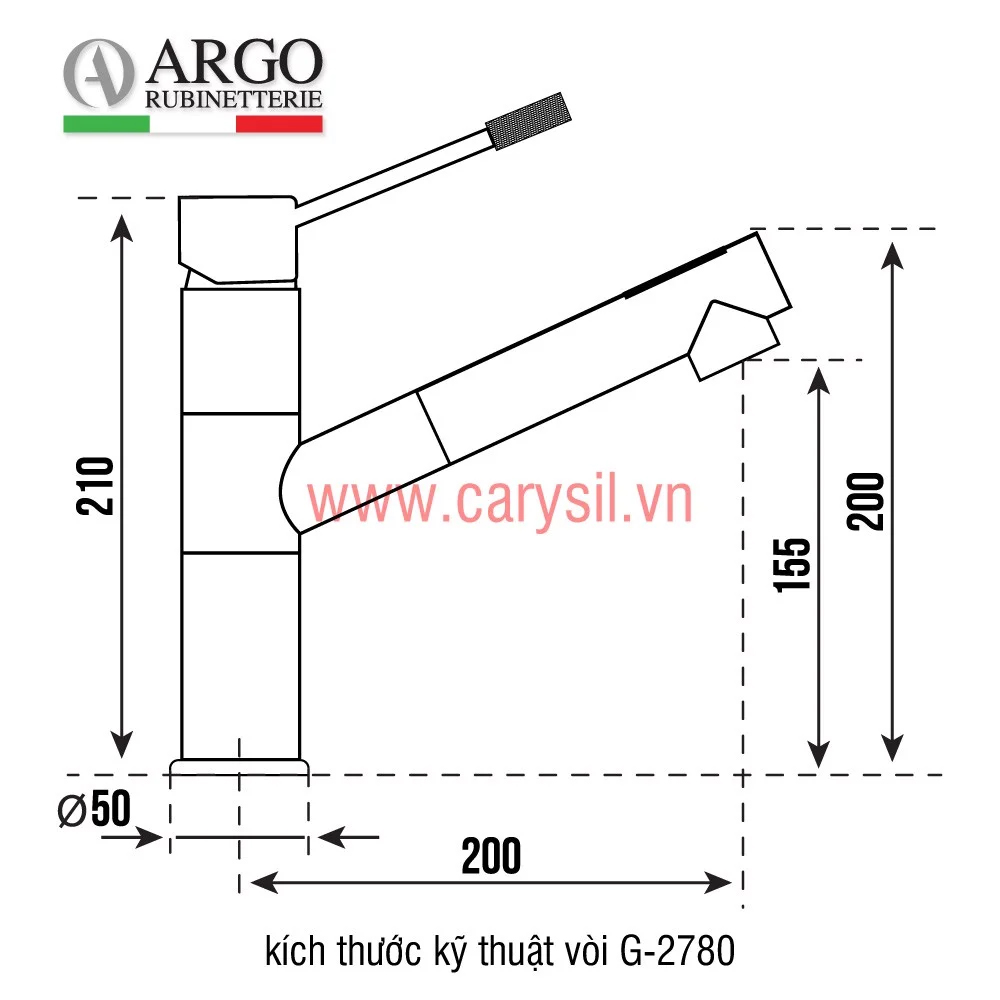 Kích thước vòi rút chậu rửa bát