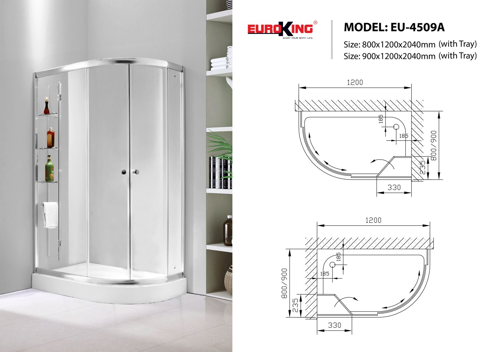 Phòng tắm vách kính Euroking EU-4509A