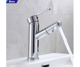 Vòi kéo lavabo tròn bạc Enic