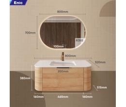 Bộ tủ lavabo gương led phòng tắm cao cấp Enic Classic Z7 80cm – 100cm