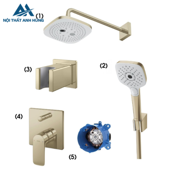 Sen tắm âm tường 2 đường nước TOTO TBW02004A#BFG TBW02006B#BFG màu vàng pháp mờ